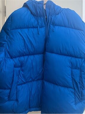 H&M Blue Oversized Hooded Puffer Jacket Size 3XL
